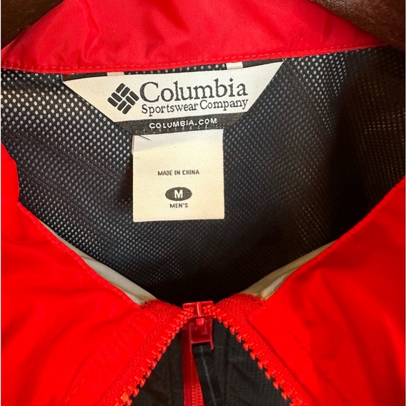 Columbia Windbreaker w/ Packable Hood Red Black Medium - Picture 3 of 6